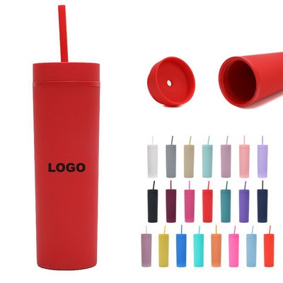 16oz Skinny Cup with Lid and Straw