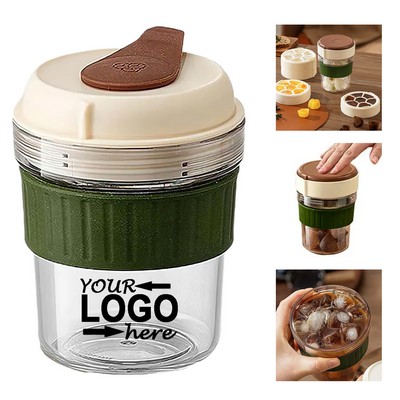 16oz Reusable Plastic Portable Coffee Cup With Ice Cube Mold