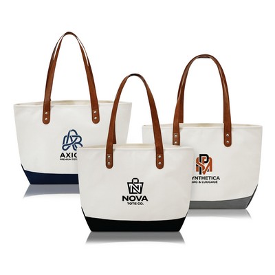Large Heavyweight Canvas Tote with Vegan Leather Handles
