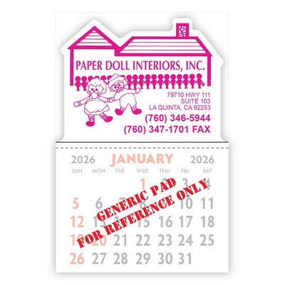 Designer Shaped Kwik-Stik Smooth Vinyl Calendar w/ House Top