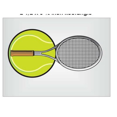 Tennis Ball & Racket Rectangle Badge w/ Bar Pin (2 1/2"x3 1/2")