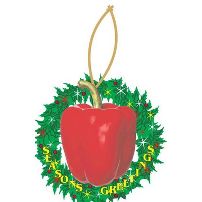 Bell Pepper Executive Wreath Ornament w/ Mirrored Back (4 Square Inch)