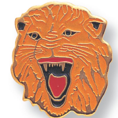 Etched Enameled Mascot Lion Pin