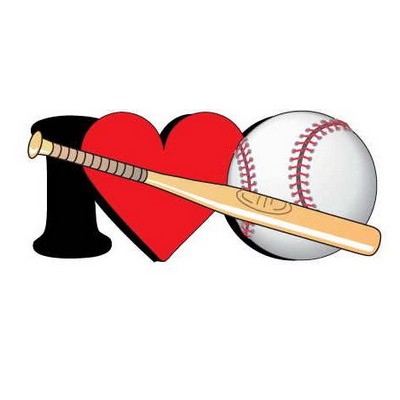 I Love Baseball w/ Bat Magnet w/ Full Magnetic Back (4 Square Inch)