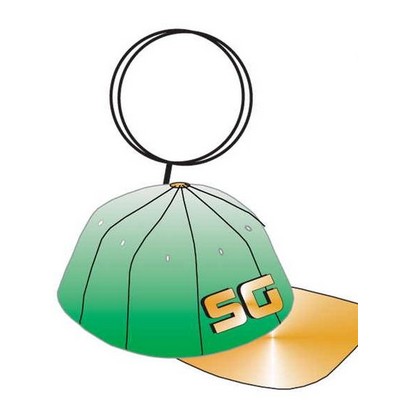 Baseball Cap Key Chain w/Clear Mirrored Back (6 Square Inch)