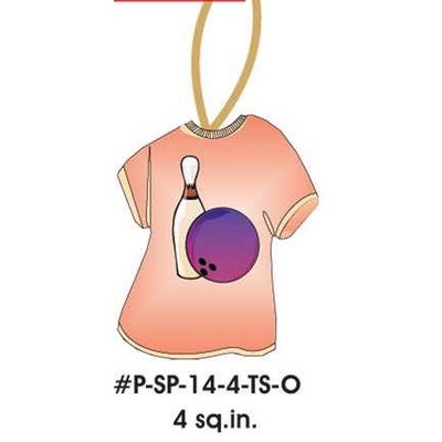 Bowling Pin & Ball Promotional T-Shirt Ornament w/ Black Back (4 Square Inch)