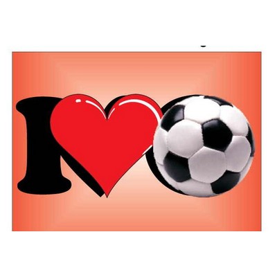 I Love Soccer Rectangle Badge w/ Bar Pin (2 1/2"x3 1/2")