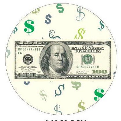 Hundred Dollar Bill Round Metal Photo Magnet (2 1/2" Diameter)