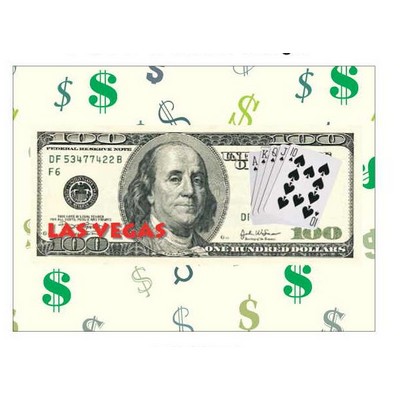 LV Royal Flush $100 Bill Rectangle Badge w/ Bar Pin (2 1/2"x3 1/2")