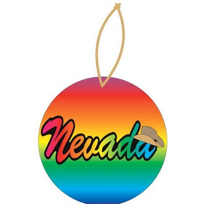 Nevada w/ Cowboy Hat Ornament w/ Clear Mirrored Back (12 Square Inch)
