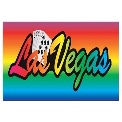 Las Vegas w/ Royal Flush Rectangle Badge w/ Bar Pin (2 1/2"x3 1/2")