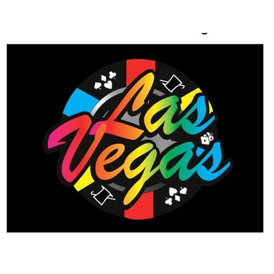 Las Vegas Poker Chip Rectangle Badge w/ Bar Pin (2 1/2"x3 1/2")