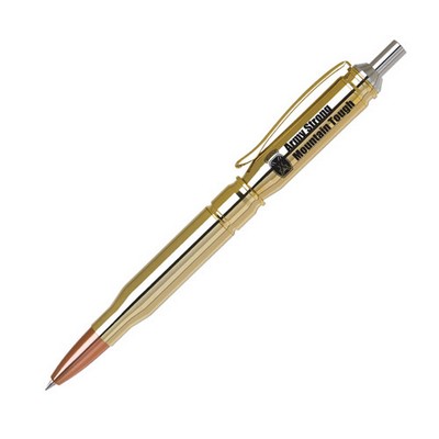 Solid Brass Click Action Ballpoint Pen w/ Polished Gold Plated Finish