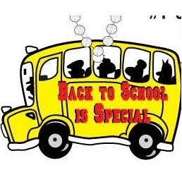 School Bus w/ Slogan Promotional Key Chain w/ Black Back (2 Square Inch)