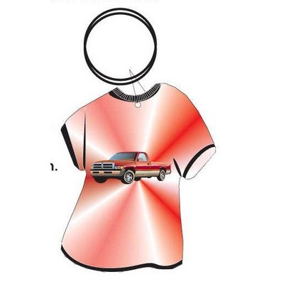 Red Pick Up Truck Executive T Shirt Keychain w/Mirrored Back (4 Square Inch)
