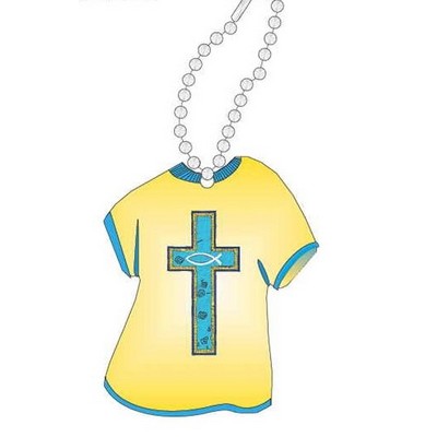 Blue Cross Promotional T Shirt Key Chain w/ Black Back (4 Square Inch)