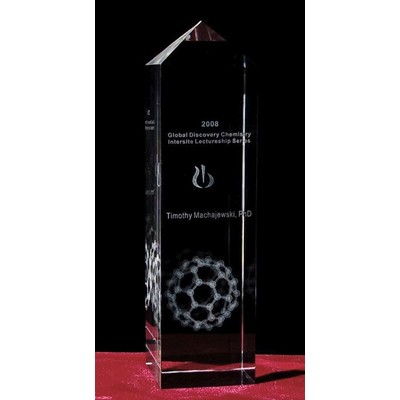 Custom Crystal Image in Pyramid Head Pillar w/3D Logo/ Text (8")