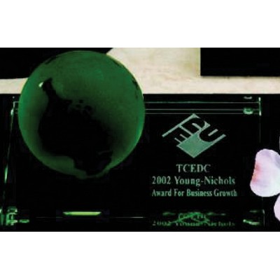 3" Green World Glass Globe Award