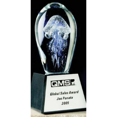 Hand Blown Pink Glass Jelly Fish Award