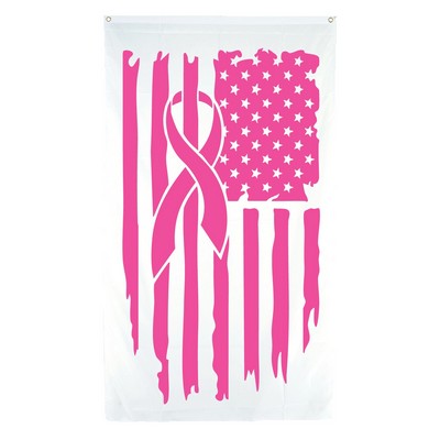 Custom Printed Flag on White Fabric w/1 Color Print (2' x 3')