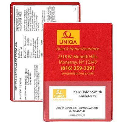 Copy Guard Vinyl Insurance Card Holder w/ Extra Pocket
