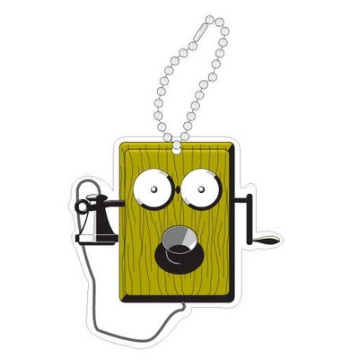 Wind Up Box Phone Promotional Key Chain w/ Black Back (10 Square Inch)
