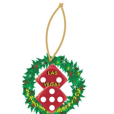 Las Vegas Dice Promotional Wreath Ornament w/ Black Back (2 Square Inch)