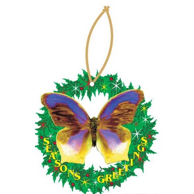 Purple & Yellow Butterfly Wreath Ornament w/ Mirrored Back (10 Square Inch)