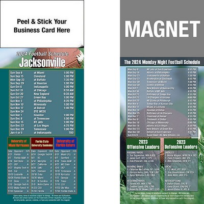 Jacksonville Pro Football Schedule Peel & Stick Magnet (3 1/2"x8 1/2")