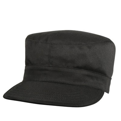 Poly/ Cotton Black Military Fatigue Cap (XS to 2X-Large)