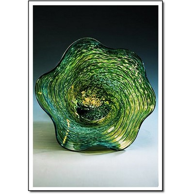 Jade Sea Art Glass Bowl w/ Marble Base (6.5"x5")