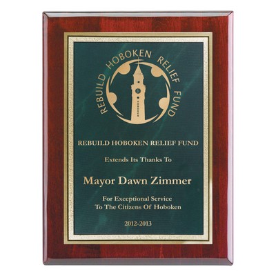 Plaque - 7"x9" Mahogany Piano Wood Plaque with Green Frosted Marble Plate (5"x7")