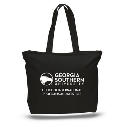 Colored Canvas Zipper Tote Bag w/ Squared Bottom