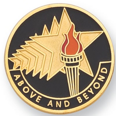 1" Above & Beyond Die Struck Enameled Gold Plated Pin
