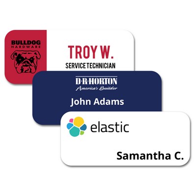 3" x 1.25" Glossy Plastic Name Badge w/Full Color Imprint & Personalization