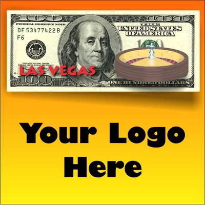 Vegas Roulette Table On $100 Bill Metal Photo Magnet (2.5" Square)