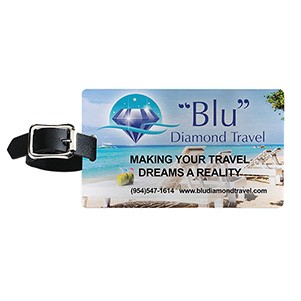 "Kingcobra" Brushed Aluminum Kwik-Seal® Backing Luggage Bag Tag (Full Color)