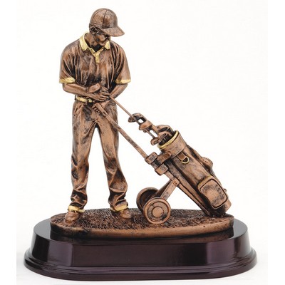 Golfer with Pull Cart- Male 9" Tall
