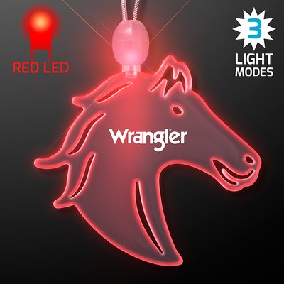 Acrylic Horse Head Shape Necklace with Red LED - PRINTED