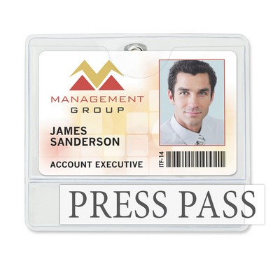 Horizontal 2-Pocket Display-Style Vinyl Badge Holders with Brady Clothing-Friendly Clip