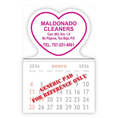 Designer Shaped Kwik-Stik Vinyl Spanish Calendar w/ Heart Top