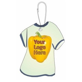 Yellow Bell Pepper T-Shirt Zipper Pull w/ Black Back & Metal Clip (1.5 Square Inch)