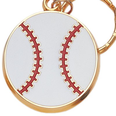 1 ¾" Baseball Enameled Keyring