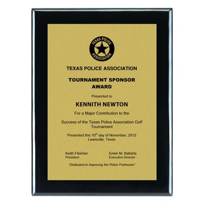 Plaque - 10.5"x13" Piano Wood Plaque w/ Plain Gold Plate (8.5"x11")