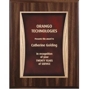 Walnut Plaque 7" x 9" - Red/Gold 5" x 7" Showtime Plate
