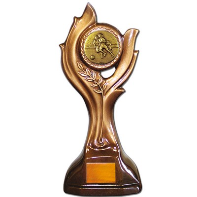 Stock 12" Victory Trophy With 2" Soccer Female Coin and Engraving Plate