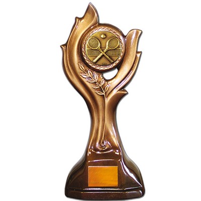 Stock 12" Victory Trophy With 2" Tennis Coin and Engraving Plate