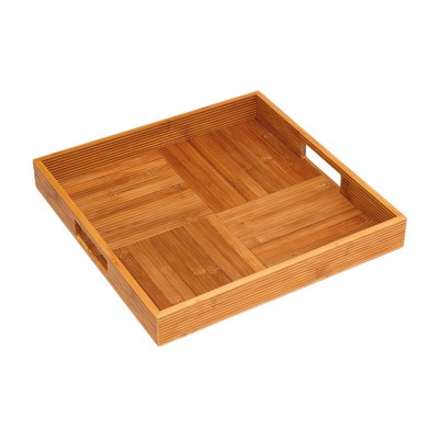 Bamboo Square Serving Tray w/ Criss Cross Bottom