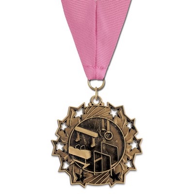 Gymnastics TS Medal w/Grosgrain Neck Ribbon (2¼")