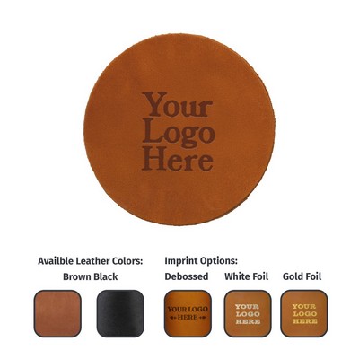 Full-Grain Leather Coaster - Single Round 3.75" - Made in USA